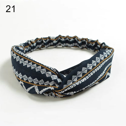 New Fashion Women Girls Bohemian Hair Bands Print Headbands Vintage Cross Turban Bandage Bandanas Hairbands Hair Accessories