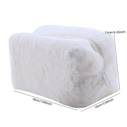 Fur Makeup Bags for Women Soft Travel Cosmetic Bag Organizer Case Young Lady Girls Make up Case Necessaries 1 Pc Solid Handbags