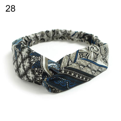 New Fashion Women Girls Bohemian Hair Bands Print Headbands Vintage Cross Turban Bandage Bandanas Hairbands Hair Accessories